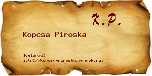 Kopcsa Piroska névjegykártya